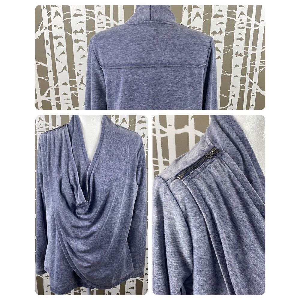 Marika Heathered Purple Lightweight French Terry Crossover Front Long Sleeve Yog